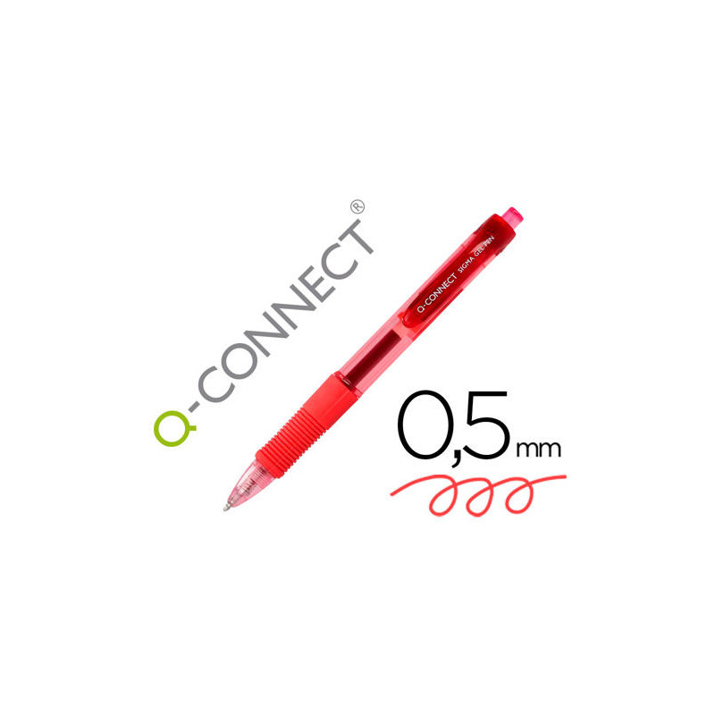 BOLIGRAFO Q-CONNECT SIGMA RETRACTIL CON SUJECION DE CAUCHO TINTA GEL 0,5 MM COLOR ROJO