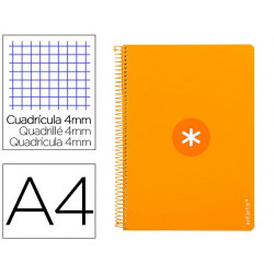 CUADERNO ESPIRAL A4 ANTARTIK TAPA DURA 80H 90GR CUADRO 4MM CON MARGEN COLOR MOSTAZA