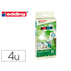 ROTULADOR EDDING 21 MARCADOR PERMANENTE ECOLINE 90% RECICLADO BOLSA 4 COLORES SURTIDOS PUNTA REDONDA