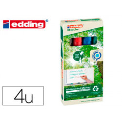 ROTULADOR EDDING 28 PARA PIZARRA BLANCA ECOLINE 90% RECICLADO BOLSA 4 COLORES SURTIDOS PUNTA REDONDA