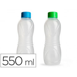 BOTELLA PLASTICFORTE SPORT 100% RECICLABLE CON TAPON DE ROSCACAPACIDAD 550 ML 70X70X210 MM