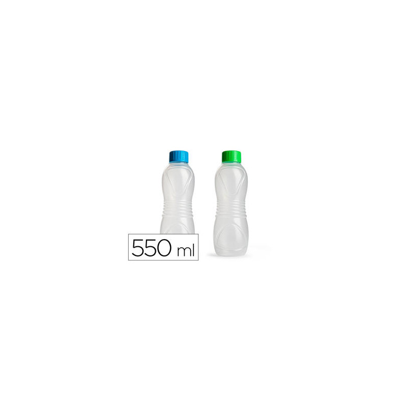 BOTELLA PLASTICFORTE SPORT 100% RECICLABLE CON TAPON DE ROSCACAPACIDAD 550 ML 70X70X210 MM