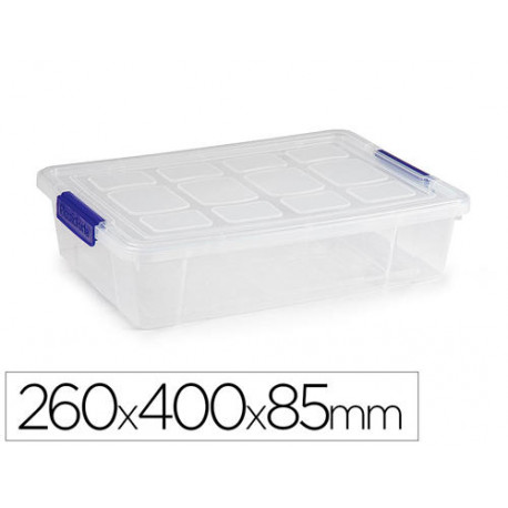 CONTENEDOR PLASTICO PLASTICFORTE 5 LITROS N 30 TRANSPARENTE CON TAPA 260X400X85 MM