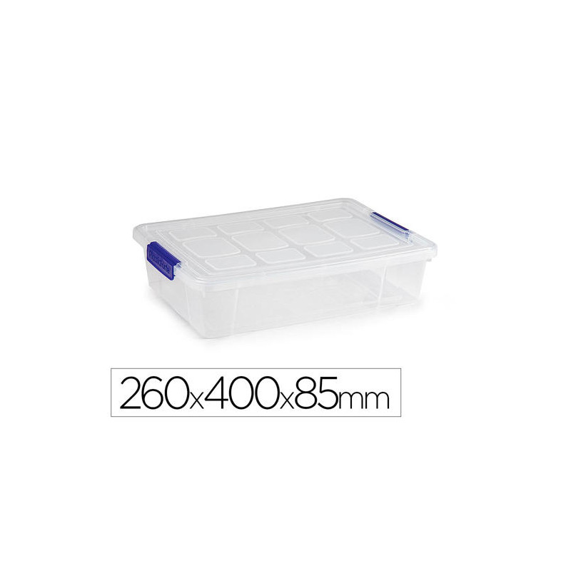 CONTENEDOR PLASTICO PLASTICFORTE 5 LITROS N 30 TRANSPARENTE CON TAPA 260X400X85 MM