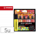 ROTULADOR STABILO BOSS FLUORESCENTE 70 ARTY LINE COLORES CALIDOS ESTUCHE CARTON DE 5 UNIDADES COLORE