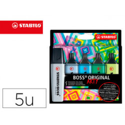 ROTULADOR STABILO BOSS FLUORESCENTE 70 ARTY LINE COLORES FRIOS ESTUCHE CARTON DE 5 UNIDADES COLORES