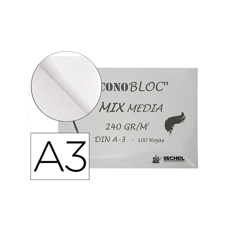 BLOC DIBUJO MULTITECNICAS MICHEL ECONOBLOC MIX MEDIA DIN A3 ENCOLADO 100 HOJAS 240 GR 297X420 MM