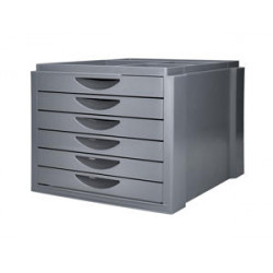 FICHERO CAJONES DE SOBREMESA Q-CONNECT BANDEJA ORGANIZADORA SUPERIOR 6 CAJONES COLOR GRIS OPACO