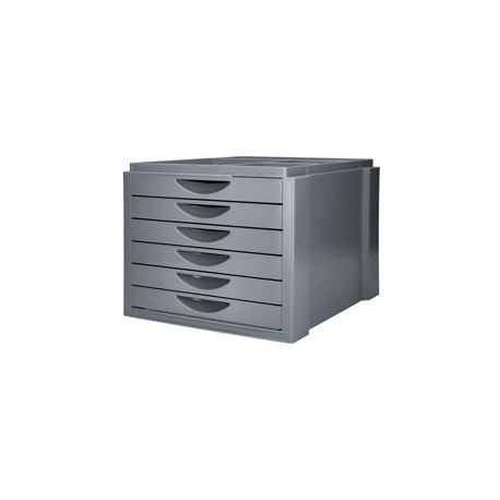 FICHERO CAJONES DE SOBREMESA Q-CONNECT BANDEJA ORGANIZADORA SUPERIOR 6 CAJONES COLOR GRIS OPACO