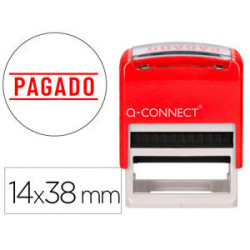 SELLO ENTINTADO AUTOMATICO Q-CONNECT PAGADO ALMOHADILLA 14X38 MM COLOR ROJO