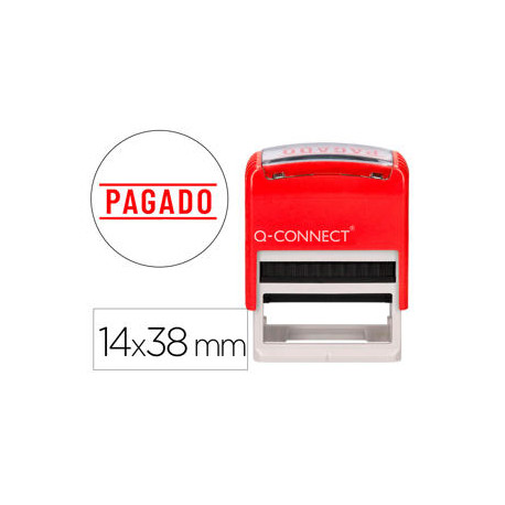 SELLO ENTINTADO AUTOMATICO Q-CONNECT PAGADO ALMOHADILLA 14X38 MM COLOR ROJO