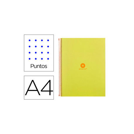 CUADERNO ESPIRAL A4 MICRO ANTARTIK DOTS TAPA FORRADA 80H 90 GR RAYADO PUNTOS 1 BANDA 4 TALADROS AMAR