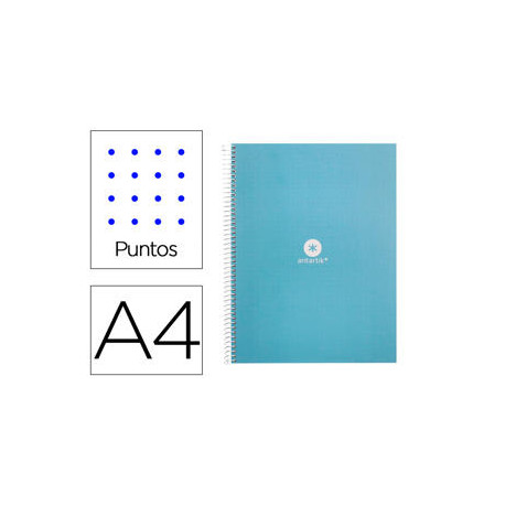 CUADERNO ESPIRAL A4 MICRO ANTARTIK DOTS TAPA FORRADA 80H 90 GR RAYADO PUNTOS 1 BANDA 4 TALADROS CELE