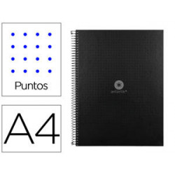 CUADERNO ESPIRAL A4 MICRO ANTARTIK DOTS TAPA FORRADA 80H 90 GR RAYADO PUNTOS 1 BANDA 4 TALADROS NEGR