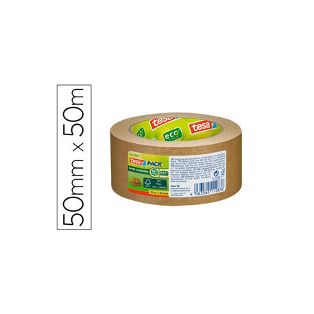 CINTA ADHESIVA TESA ECO PAPEL COLOR KRAFT 50 MT X 50 MM PARA EMBALAJE