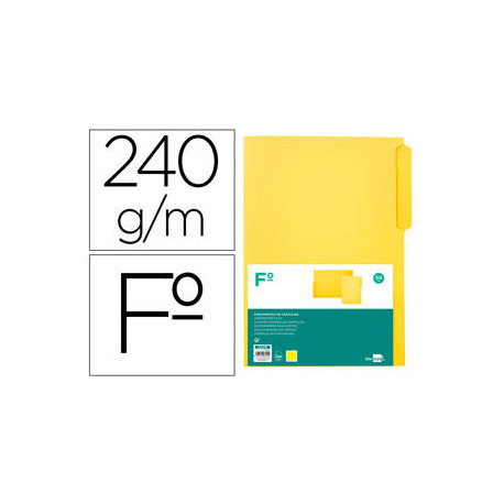 SUBCARPETA CARTULINA LIDERPAPEL FOLIO PESTA?A SUPERIOR 240G/M2 AMARILLO