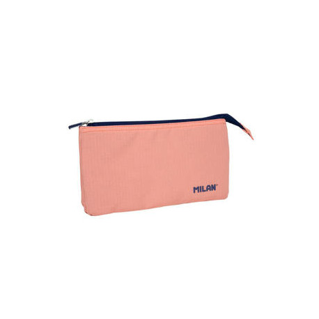 BOLSO ESCOLAR PORTATODO MILAN 1918 COLLECTION 3 CREMALLERAS Y 5 COMPARTIMENTOS ROSA 215X35X125 MM