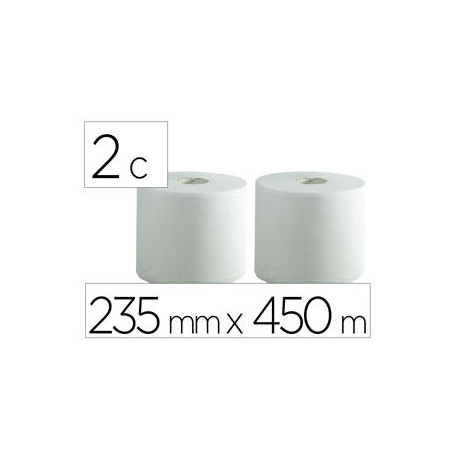 PAPEL SECAMANOS BUNZL GREENSOURCE AIR LAID 2 CAPAS CELULOSA BLANCA 235 MM X 450 MT PAQUETE DE 2 ROLL