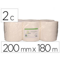 PAPEL SECAMANOS BUNZL GREENSOURCE 2 CAPAS CELULOSA BLANCA 200 MM X 180 MT PAQUETE DE 6 ROLLOS