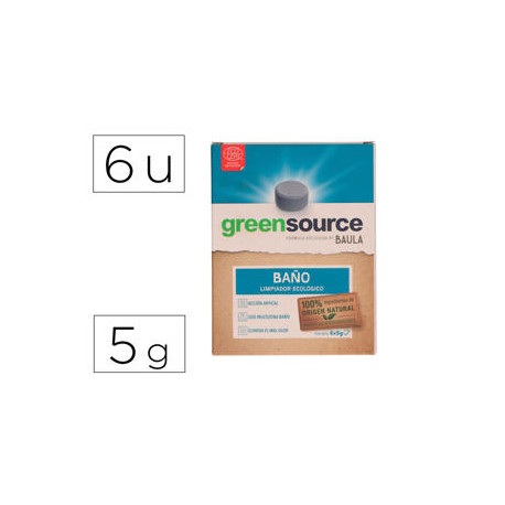 LIMPIADOR DE BA?OS BUNZL GREENSOURCE ECOLOGICO PASTILLA DE 5 GR PAQUETE DE 6 UNIDADES