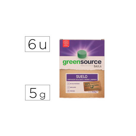 LIMPIADOR DE SUELOS BUNZL GREENSOURCE ECOLOGICO PASTILLA DE 5 GR PAQUETE DE 6 UNIDADES