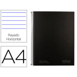 CUADERNO ESPIRAL NAVIGATOR A4 MICRO TAPA FORRADA 80H 80GR HORIZONTAL 1 BANDA COLOR NEGRO