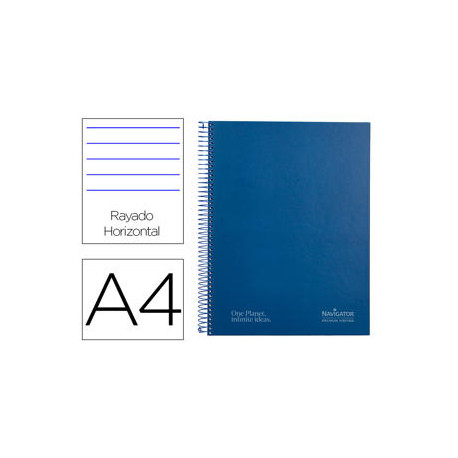 CUADERNO ESPIRAL NAVIGATOR A4 MICRO TAPA FORRADA 80H 80GR HORIZONTAL 1 BANDA COLOR AZUL MARINO