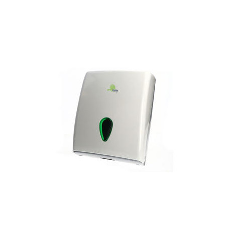 DISPENSADOR TOALLAS SECAMANOS BUNZL GREENSOURCE PLEGADAS EN C/V/W/Z FABRICADO EN ABS COLOR BLANCO