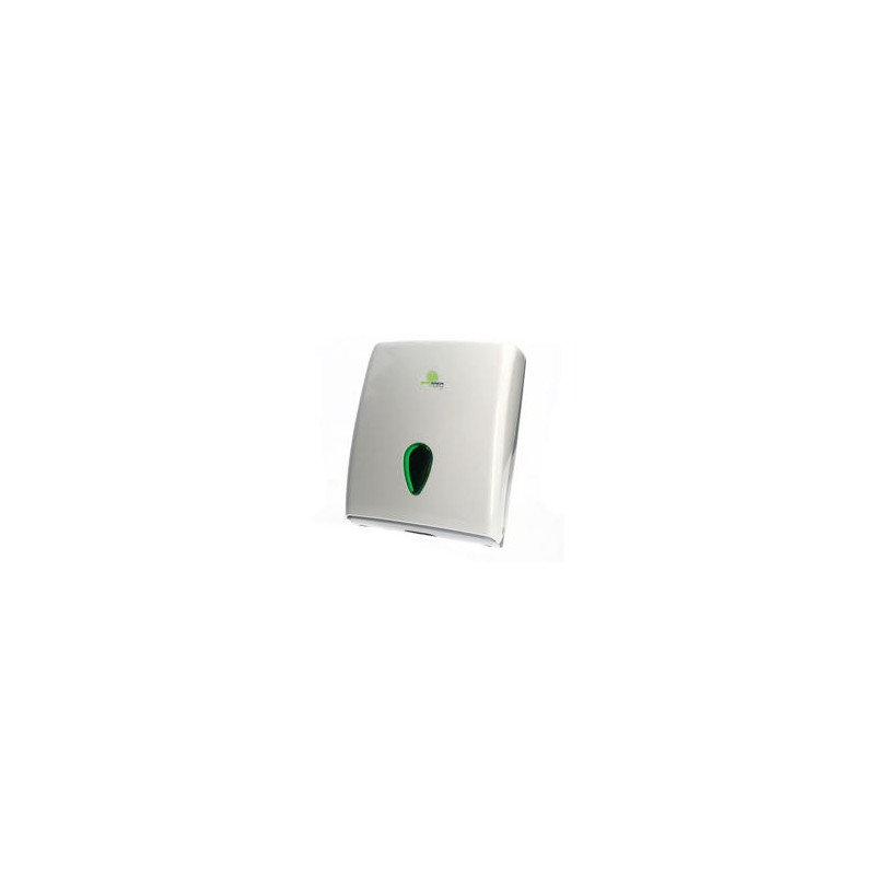 DISPENSADOR TOALLAS SECAMANOS BUNZL GREENSOURCE PLEGADAS EN C/V/W/Z FABRICADO EN ABS COLOR BLANCO