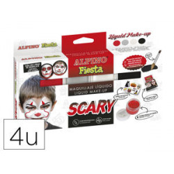 BARRA DE MAQUILLAJE ALPINO SCARY CAJA DE 4 COLORES SURTIDOS + PINCEL + FOLLETO