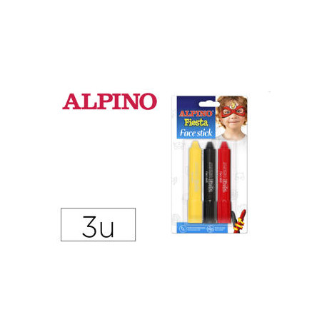 BARRA DE MAQUILLAJE ALPINO FIESTA FACE STICK SUPER HEROES BLISTER DE 3 UNIDADES COLORES SURTIDOS