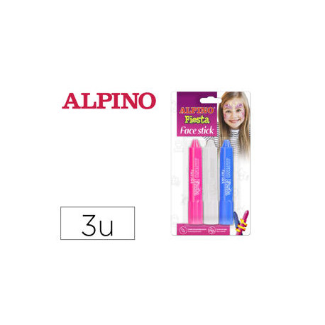 BARRA DE MAQUILLAJE ALPINO FIESTA FACE STICK PRINCESAS BLISTER DE 3 UNIDADES COLORES SURTIDOS