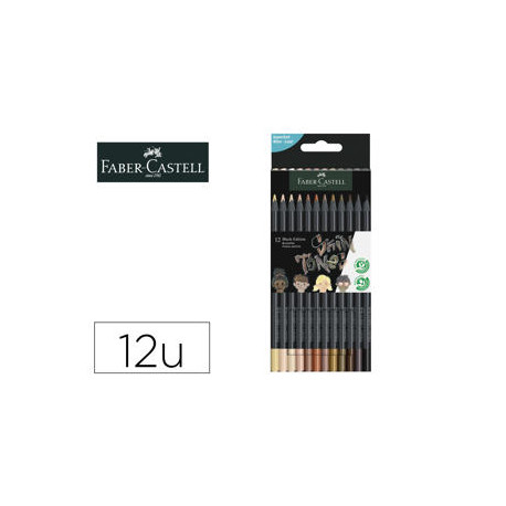 LAPICES DE COLORES FABER CASTELL BLACK EDITION TONOS DE PIEL CAJA DE 12 UNIDADES COLORES SURTIDOS