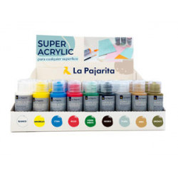 PINTURA LA PAJARITA SUPER ACRILICA BOTE 60 ML EXPOSITOR DE SOBREMESA 54 UNIDADES COLORES SURTIDOS