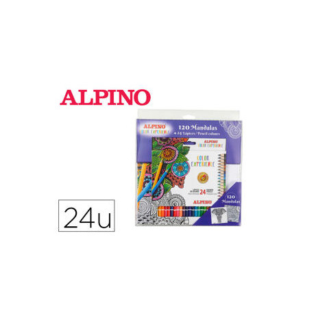 SET DE DIBUJO ALPINO COLOR EXPERIENCE 24 LAPICES DE COLORES Y LIBRO DE 120 MANDALAS