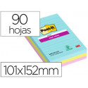 BLOC DE NOTAS ADHESIVAS QUITA Y PON POST-IT SUPER STICKY COSMIC RAYADO 90 HOJAS 101X152 MM PAQUETE D