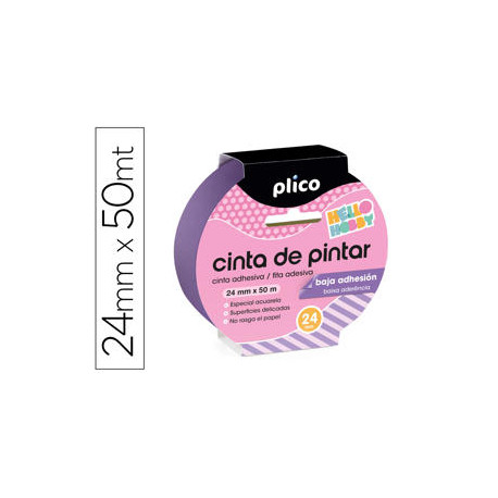 CINTA ADHESIVA PLICO PARA PINTOR BAJA ADHESION 50 MT X 24 MM