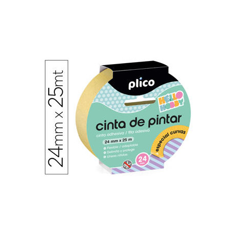 CINTA ADHESIVA PLICO PARA PINTOR ESPECIAL CURVAS 25 MT X 24 MM