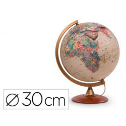 GLOBO TERRAQUEO NOVA RICO CON LUZ COLOMBO RELIEVE BASE DE MADERA Y MERIDIANO DE PLASTICO 30 CM DIAME