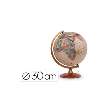 GLOBO TERRAQUEO NOVA RICO CON LUZ COLOMBO RELIEVE BASE DE MADERA Y MERIDIANO DE PLASTICO 30 CM DIAME