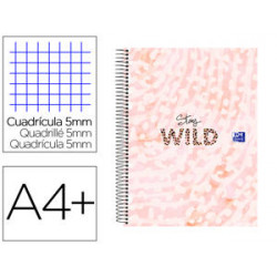 CUADERNO ESPIRAL OXFORD EUROPEANBOOK 5 ANIMAL PRINT DIN A4+ 120 HOJAS CUADRO 5 MM