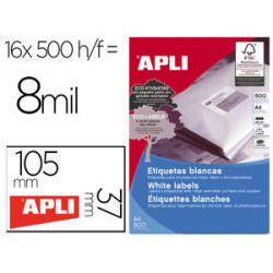 ETIQUETA ADHESIVA APLI 1785 105X37 MM PARA FOTOCOPIADORA LASER INK-JET CAJA DE 500 HOJAS