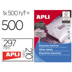 ETIQUETA ADHESIVA APLI 1788 210X297 MM PARA FOTOCOPIADORA LASER INK-JET CAJA DE 500 HOJAS