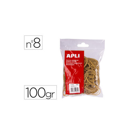 GOMILLAS ELASTICAS APLI 80 X 2 MM N 8 BOLSA DE 100 GR