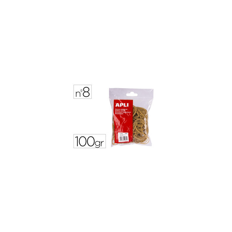 GOMILLAS ELASTICAS APLI 80 X 2 MM N 8 BOLSA DE 100 GR