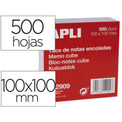 TACO PAPEL APLI ENCOLADO 100X100 MM BLANCO 500 HOJAS