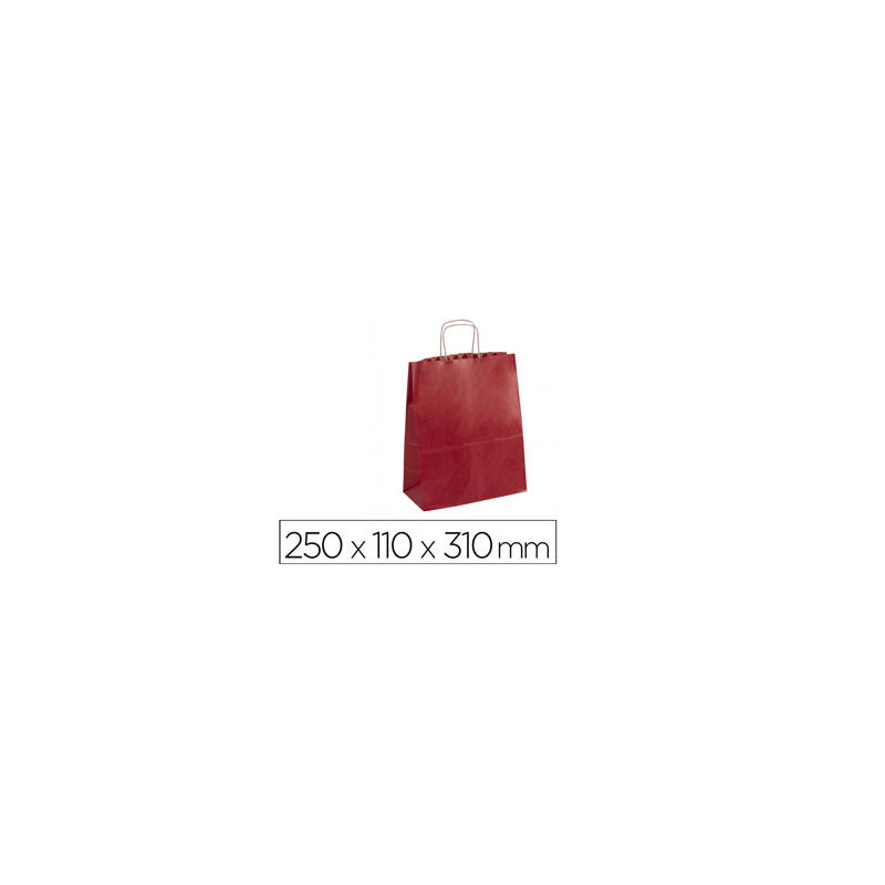 BOLSA KRAFT APLI ROJA ASA RETORCIDA 250X110X310 MM PAQUETE DE 50 UNIDADES