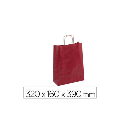 BOLSA KRAFT APLI ROJA ASA RETORCIDA 320X160X390 MM PAQUETE DE 50 UNIDADES