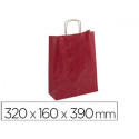 BOLSA KRAFT APLI ROJA ASA RETORCIDA 320X160X390 MM PAQUETE DE 50 UNIDADES