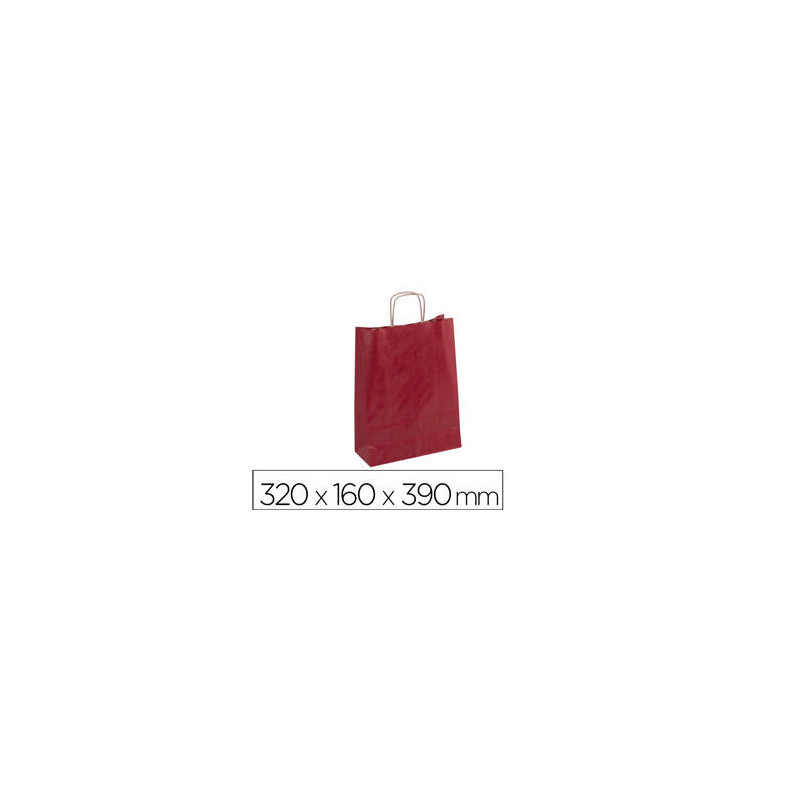 BOLSA KRAFT APLI ROJA ASA RETORCIDA 320X160X390 MM PAQUETE DE 50 UNIDADES